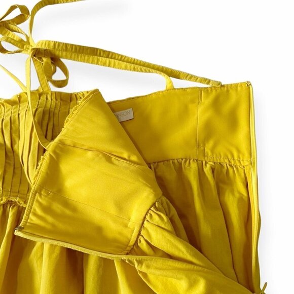 Ulla Johnson Laetitia Tie Strap Cotton & Linen Blend Midi Dress , Size 2, Yellow - Picture 11 of 16